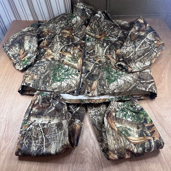 Frogg Toggs Realtree Edge Camo Rain Suit Jacket XL Pants L Waterproof Hunting - Picture 1 of 8